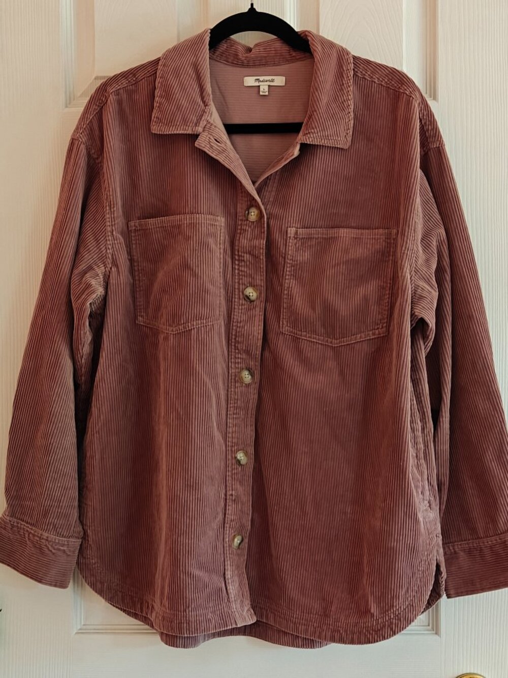 MADEWELL Oversized Corduroy Shirt Jacket Shacket Mauve Pink Size L